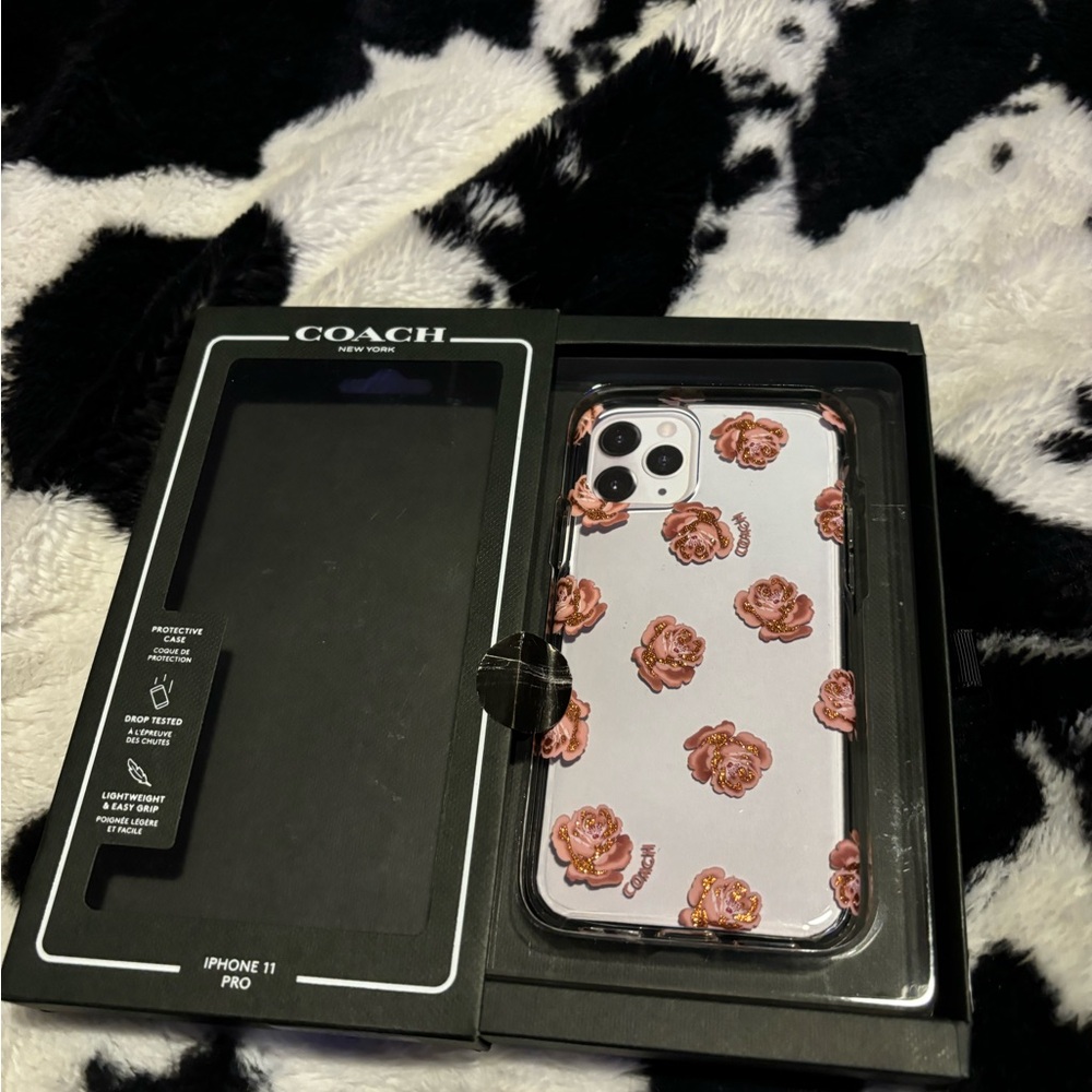 Coach iPhone 11 Pro case floral pink glitter